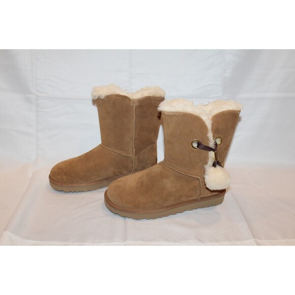 UGG IRINA STAR CHARM CHESTNUT TOSCANA POM POM BOOTS NIB - Picture 3 of 8